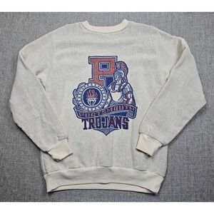 Vintage Portsmouth Trojans Sweatshirt Mens Medium White Knit Riddle & Cockrell